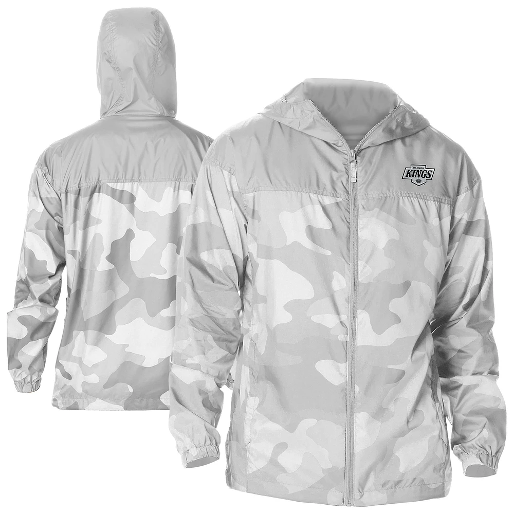 Men's Columbia Gray Los Angeles Kings Camo Flash Challenger Omni-Shade Full-Zip Hoodie Windbreaker