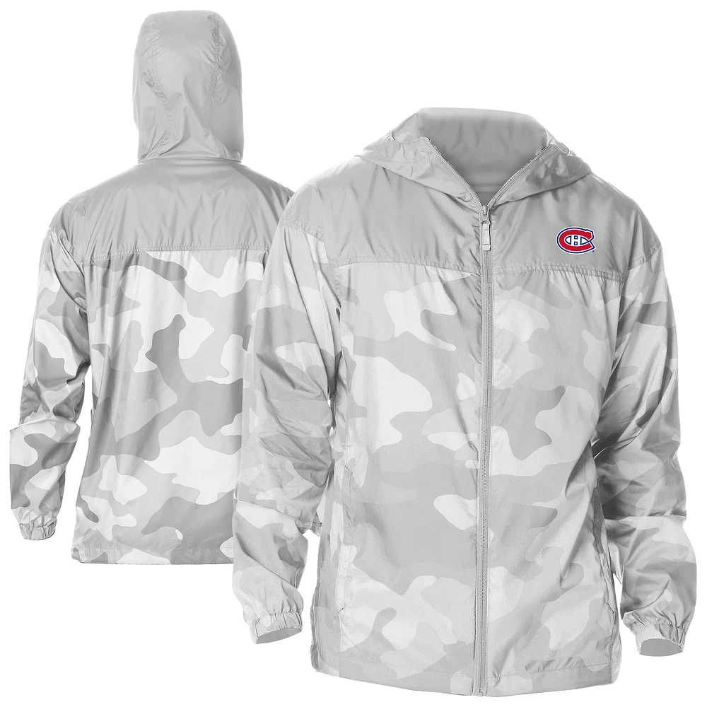 Men's Columbia Gray Montreal Canadiens Camo Flash Challenger Omni-Shade Full-Zip Hoodie Windbreaker