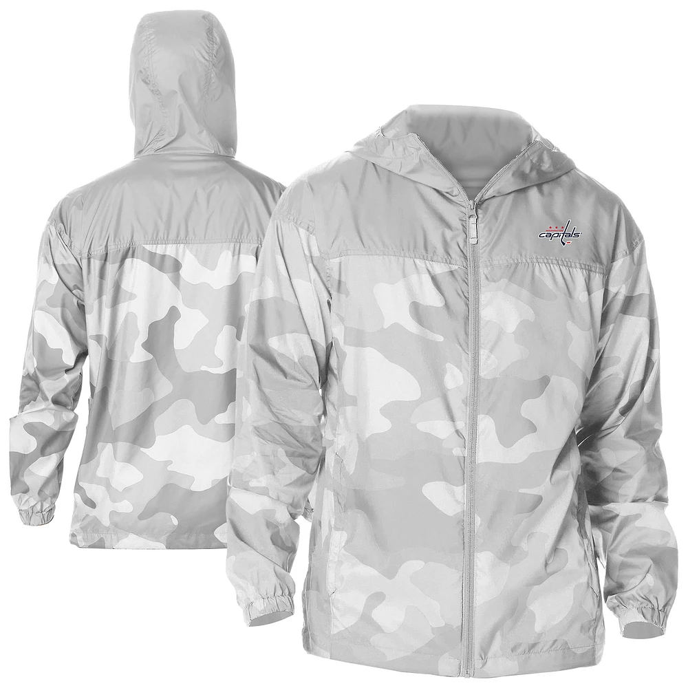 Men's Columbia Gray Washington Capitals Camo Flash Challenger Omni-Shade Full-Zip Hoodie Windbreaker
