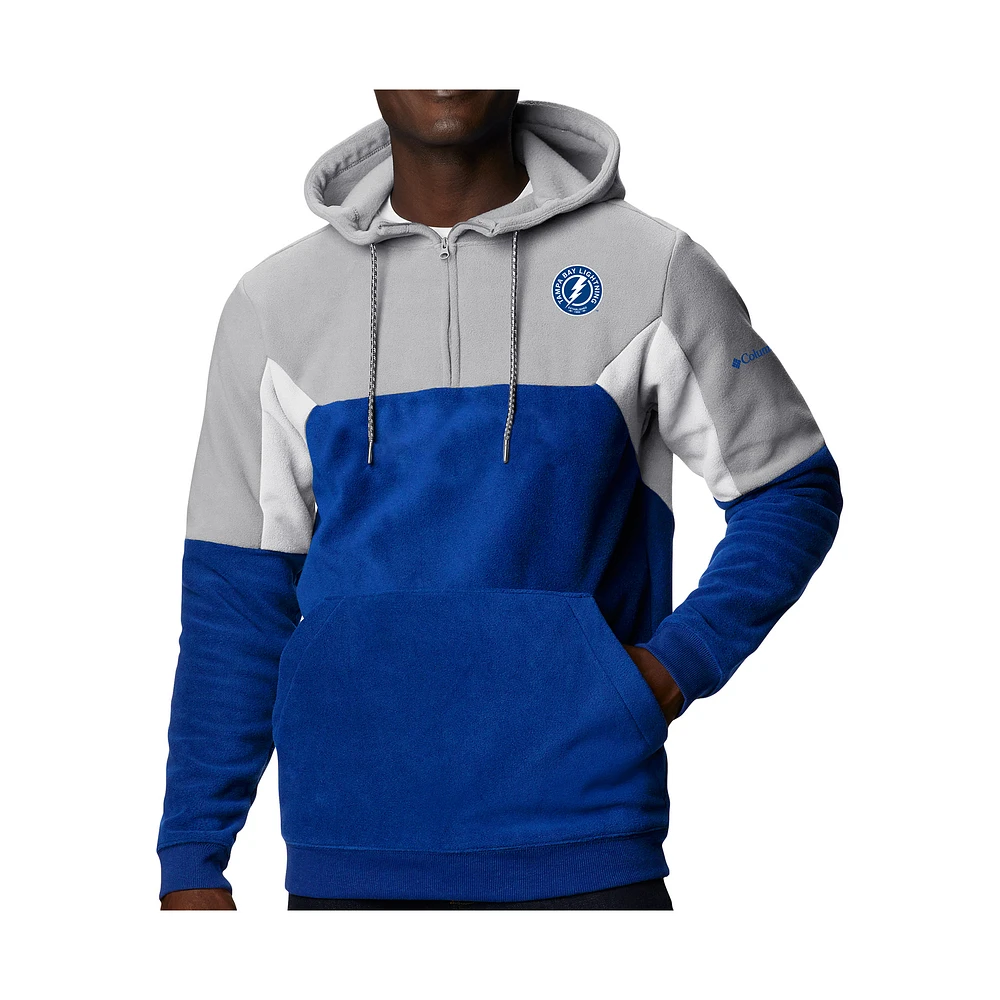 Men's Columbia Blue Tampa Bay Lightning Lodge Fleece Quarter-Zip Hoodie