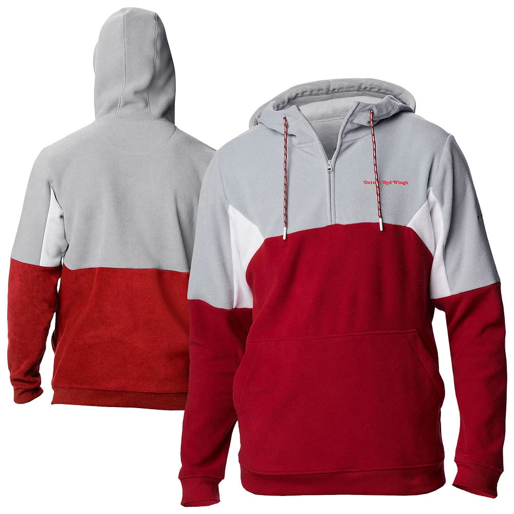 Men's Columbia Red Detroit Wings Lodge Fleece Quarter-Zip Hoodie
