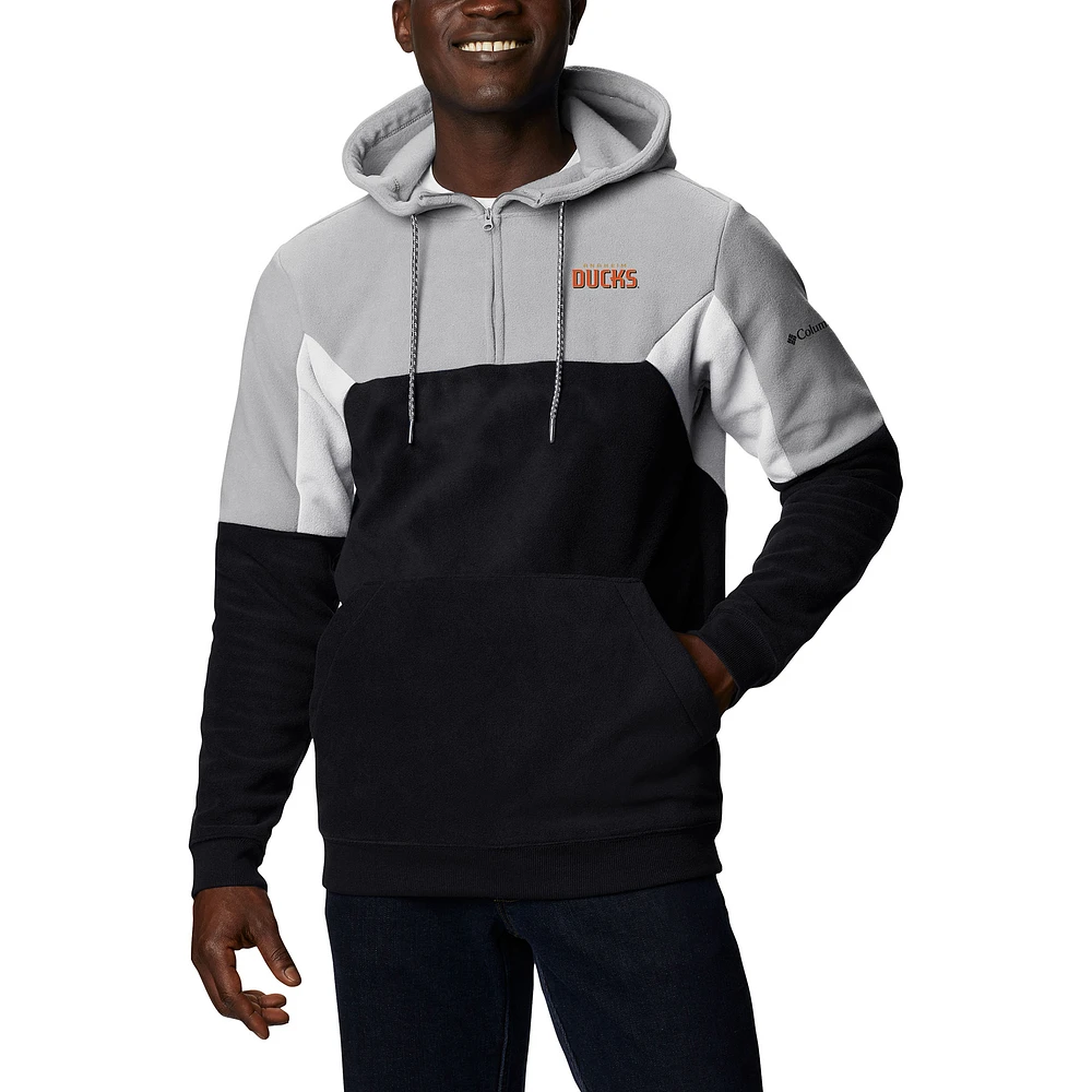 Men's Columbia Black Anaheim Ducks Lodge Fleece Quarter-Zip Hoodie