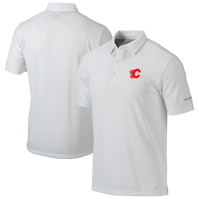 Men's Columbia White Calgary Flames Drive Omni-Wick Polo
