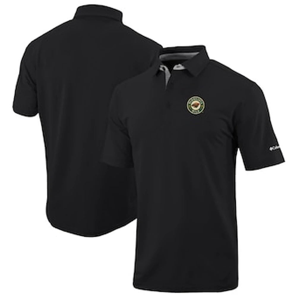 Men's Columbia Black Minnesota Wild Even Lie Omni-Wick Polo