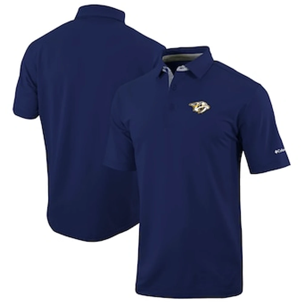 Men's Columbia Navy Nashville Predators Even Lie Omni-Wick Polo