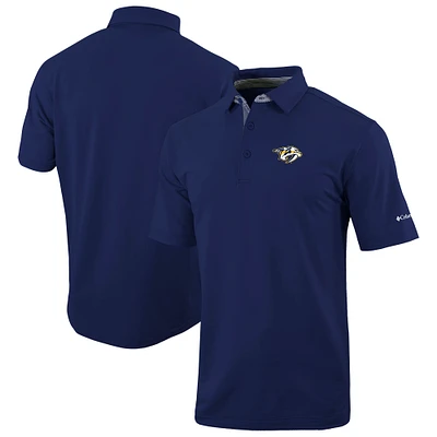 Men's Columbia Navy Nashville Predators Even Lie Omni-Wick Polo