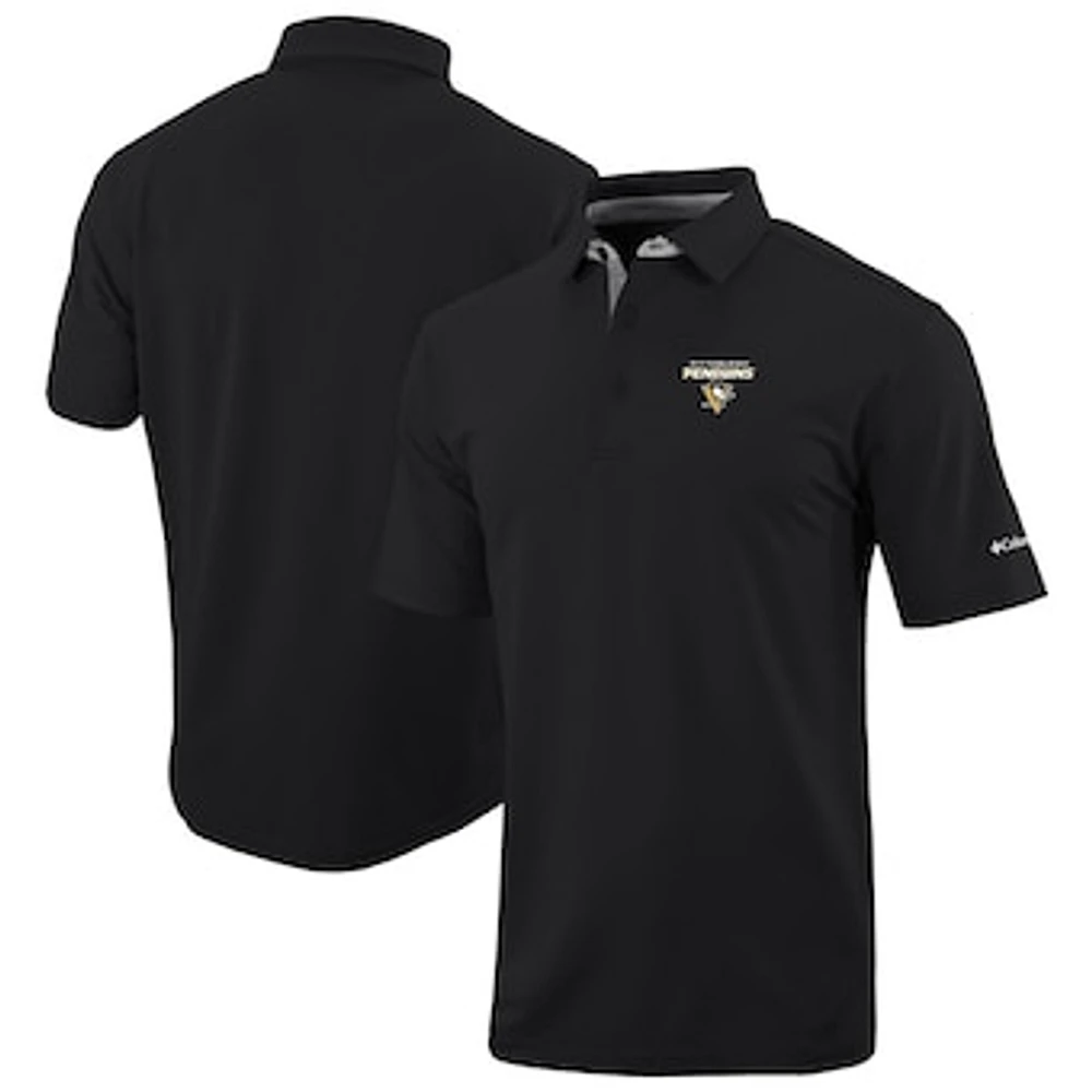 Men's Columbia Black Pittsburgh Penguins Even Lie Omni-Wick Polo
