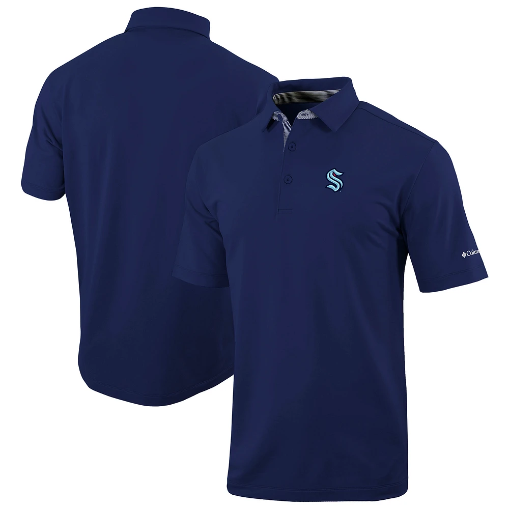 Men's Columbia Navy Seattle Kraken Even Lie Omni-Wick Polo