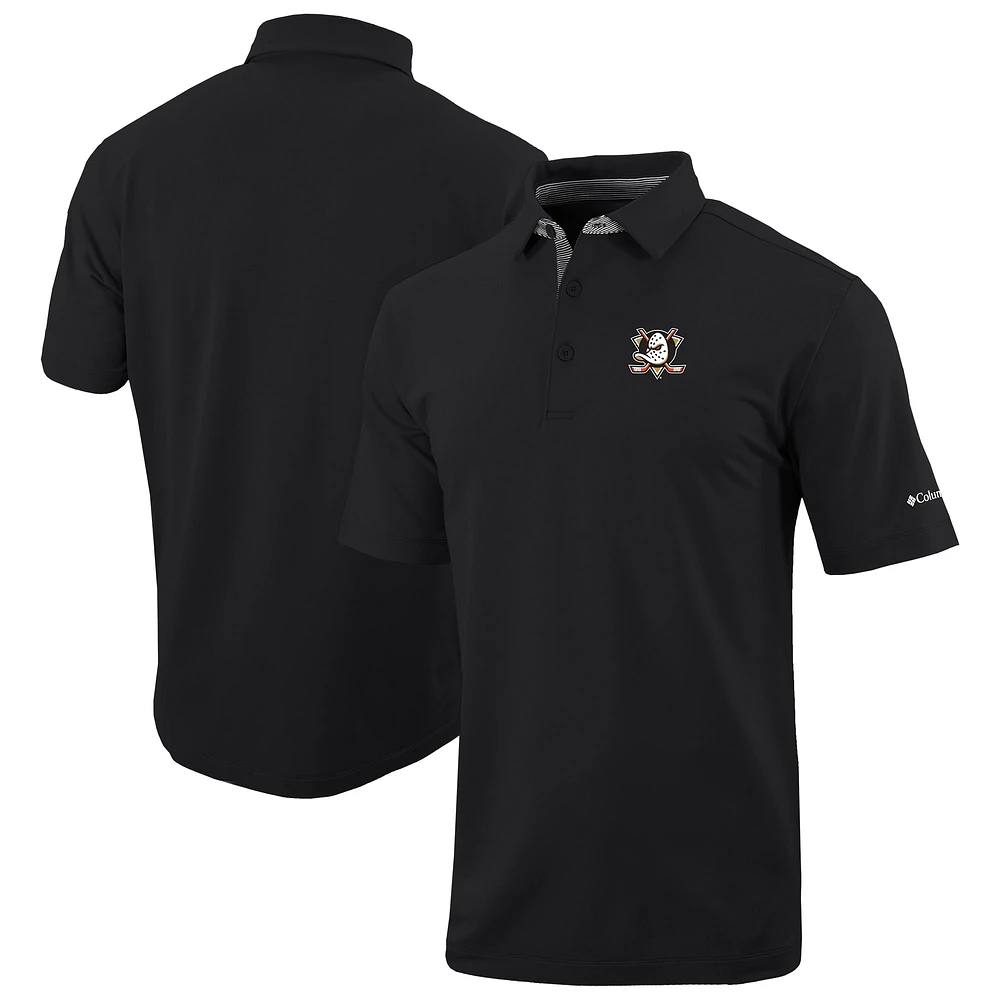 Men's Columbia Black Anaheim Ducks Even Lie Omni-Wick Polo