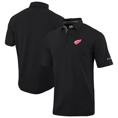 Men's Columbia Black Detroit Red Wings Even Lie Omni-Wick Polo