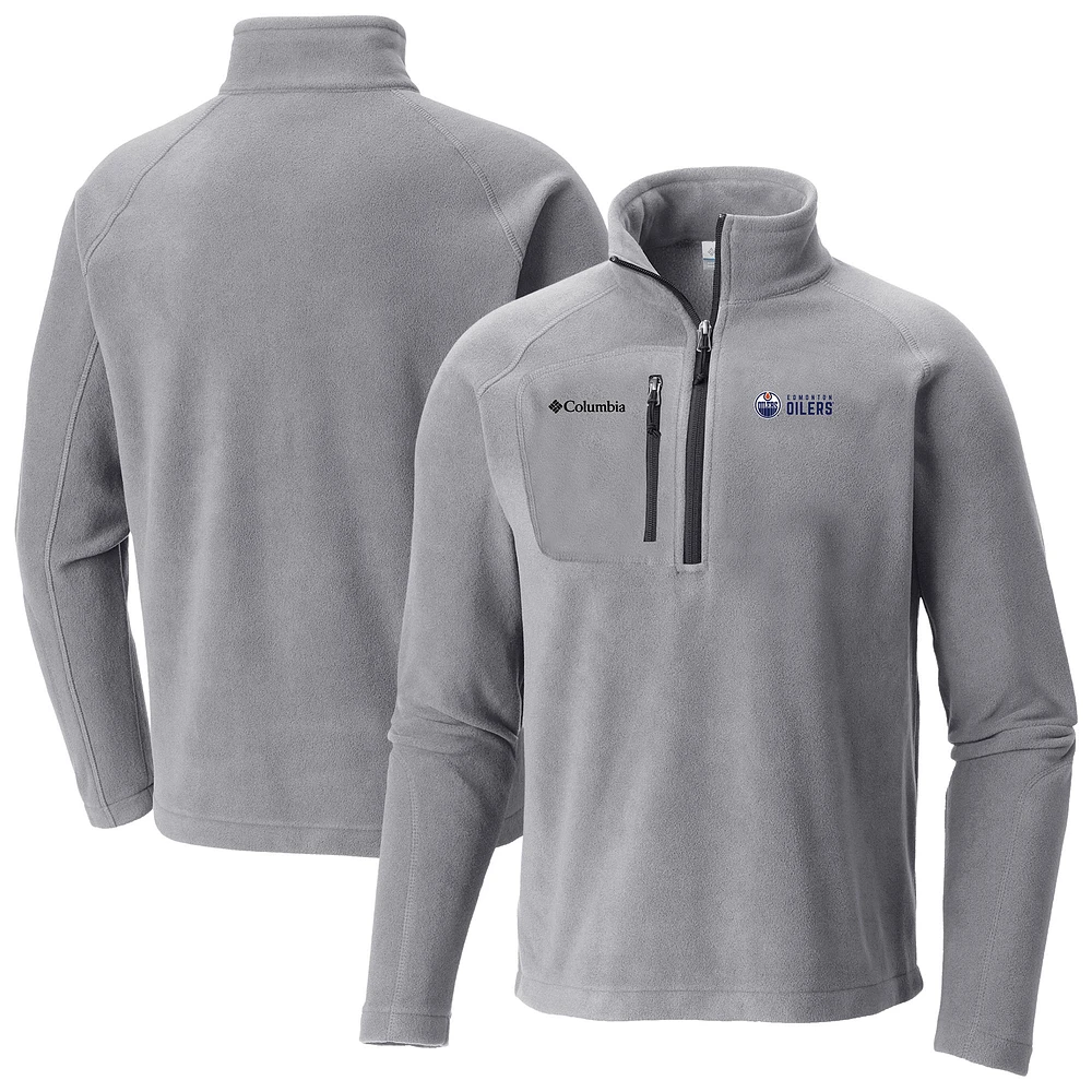 Men's Columbia Gray Edmonton Oilers Fast Trek III Raglan Half-Zip Fleece Jacket