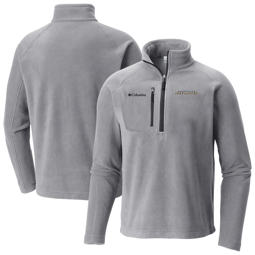 Men's Columbia Gray Nashville Predators Fast Trek III Raglan Half-Zip Fleece Jacket