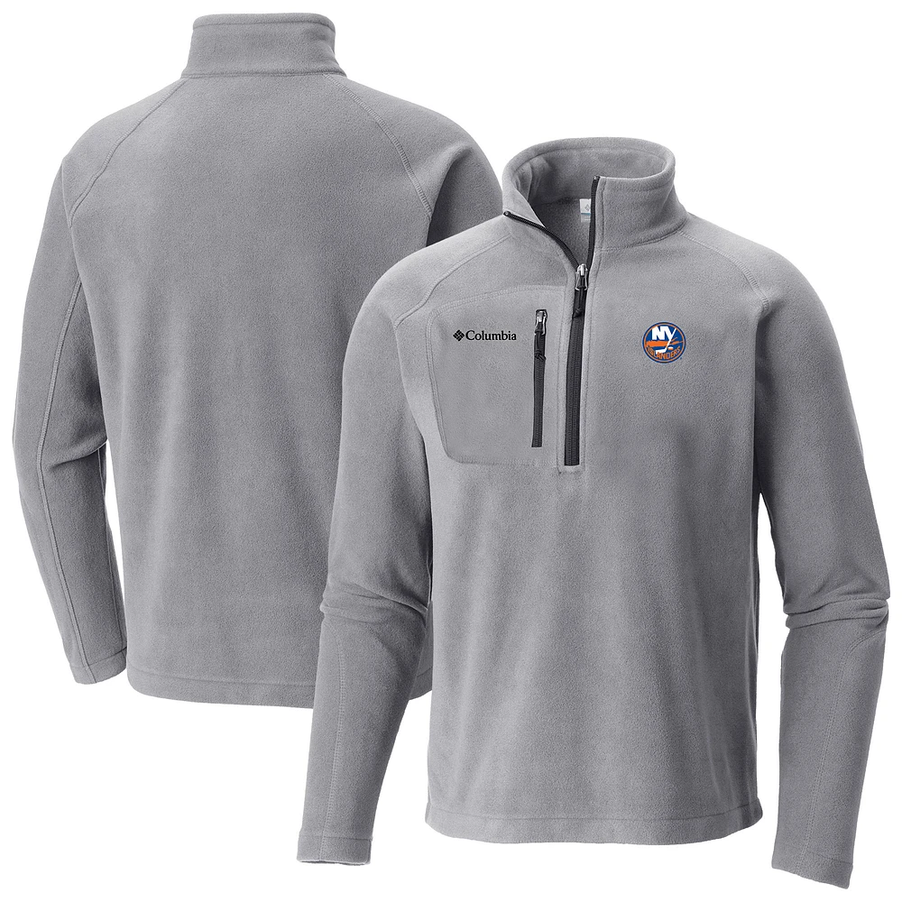 Men's Columbia Gray New York Islanders Fast Trek III Raglan Half-Zip Fleece Jacket
