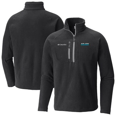 Men's Columbia Black San Jose Sharks Fast Trek III Raglan Half-Zip Fleece Jacket