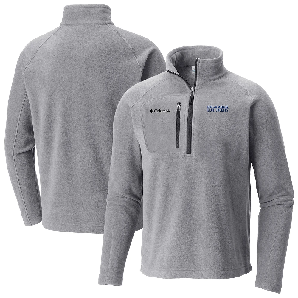 Men's Columbia Gray Columbus Blue Jackets Fast Trek III Raglan Half-Zip Fleece Jacket