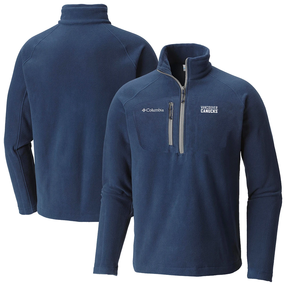 Men's Columbia Navy Vancouver Canucks Fast Trek III Raglan Half-Zip Fleece Jacket