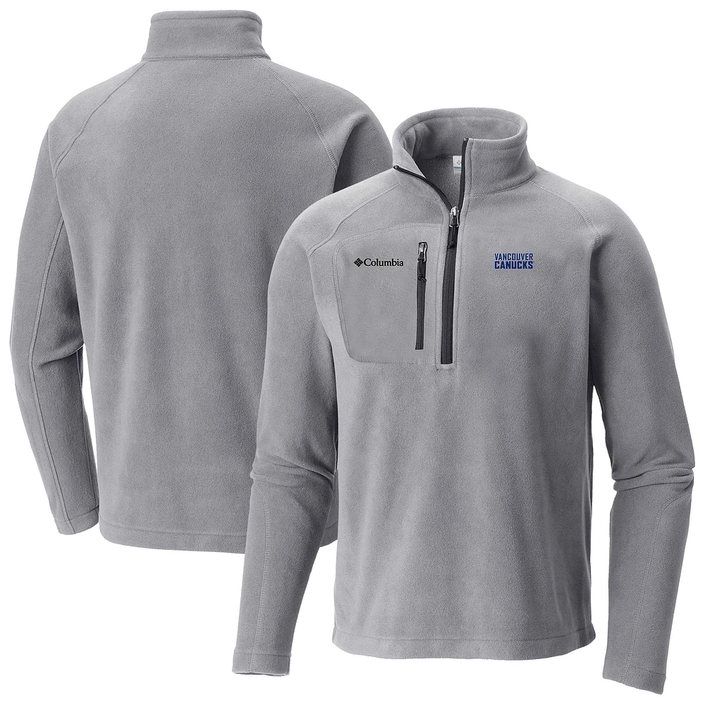 Men's Columbia Gray Vancouver Canucks Fast Trek III Raglan Half-Zip Fleece Jacket