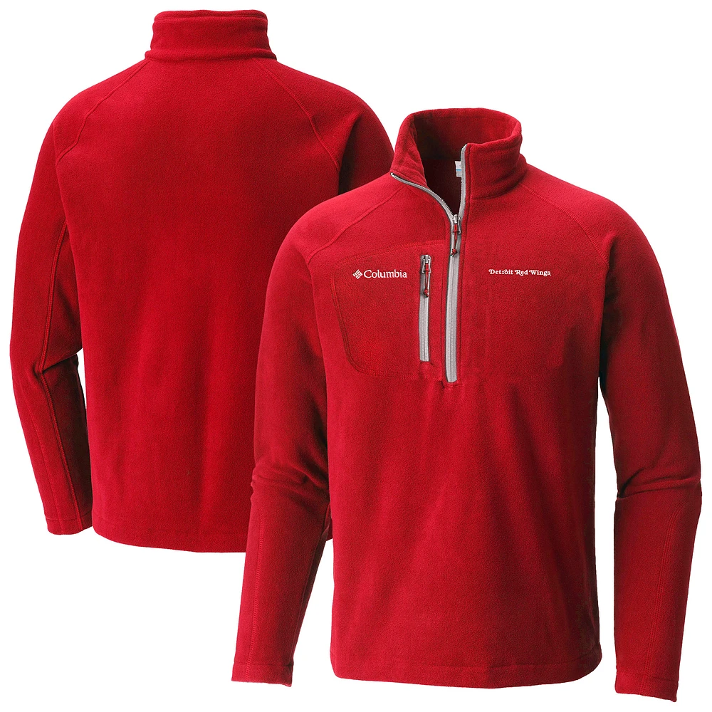 Men's Columbia Red Detroit Wings Fast Trek III Raglan Half-Zip Fleece Jacket