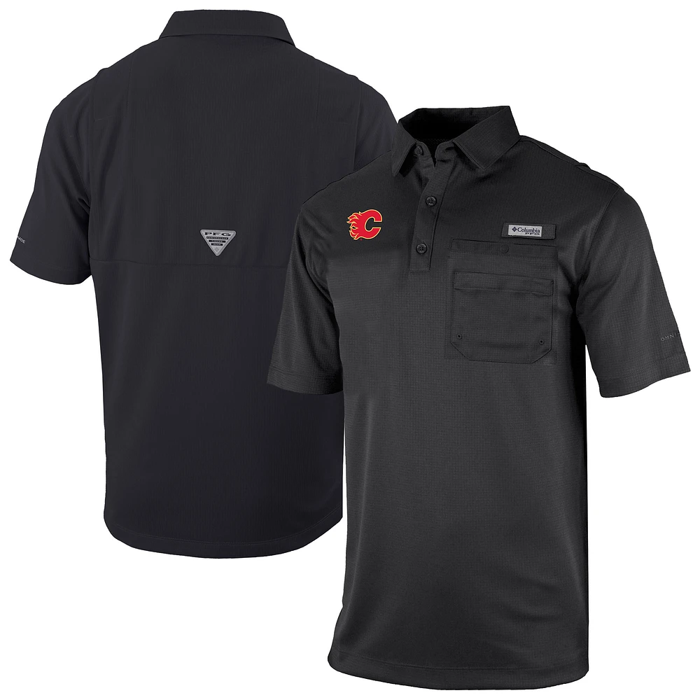 Men's Columbia Calgary Flames Flycaster Omni-Wick Pocket Polo