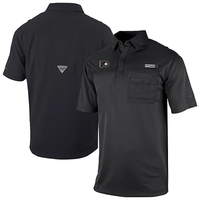 Men's Columbia Black Philadelphia Flyers Flycaster Omni-Wick Pocket Polo