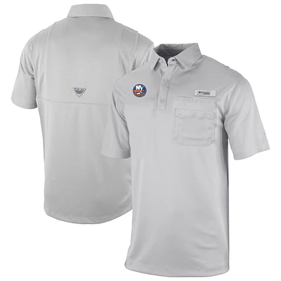 Men's Columbia Gray New York Islanders Flycaster Omni-Wick Pocket Polo