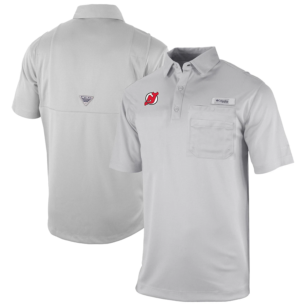 Men's Columbia Gray New Jersey Devils Flycaster Omni-Wick Pocket Polo