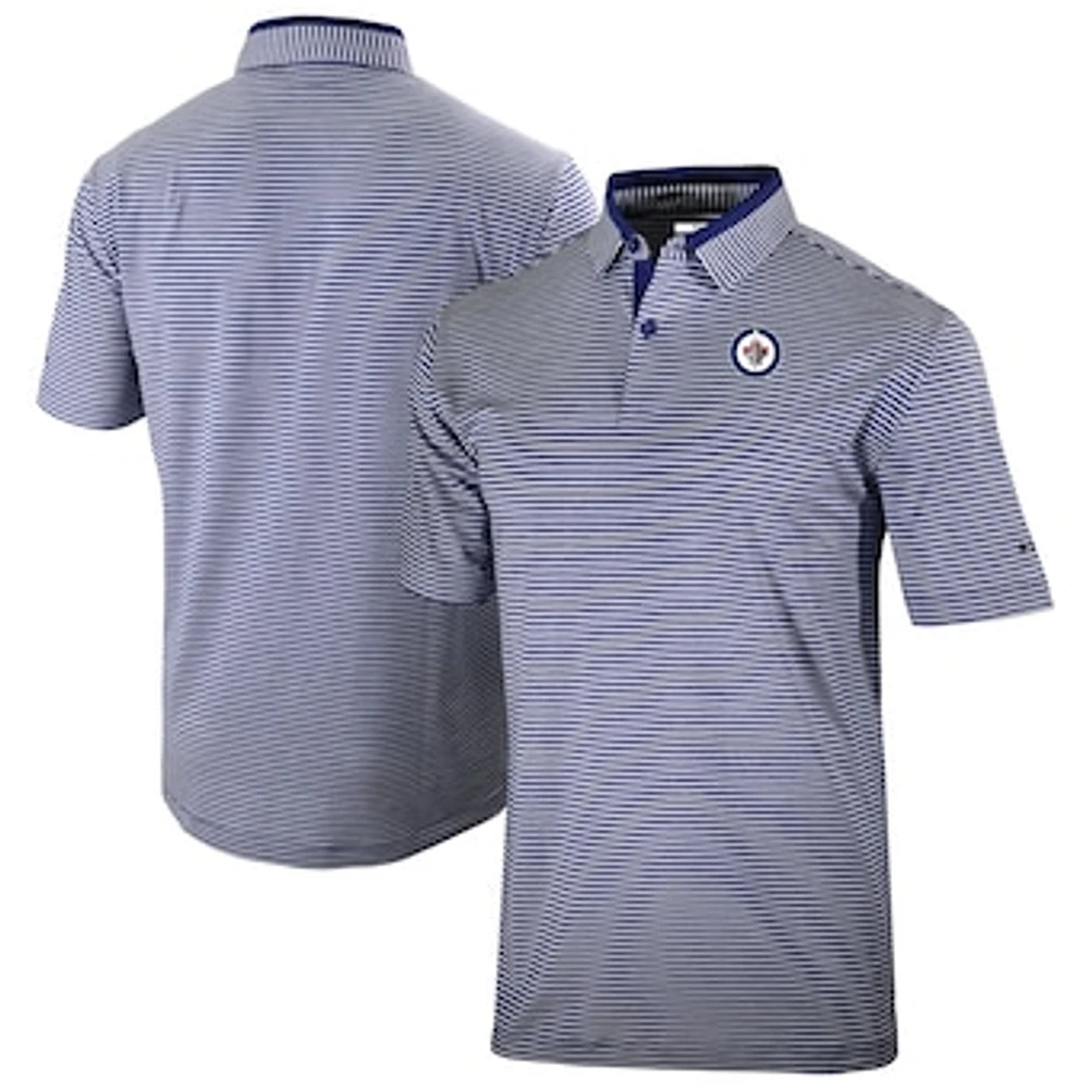 Men's Columbia Navy Winnipeg Jets Golden Hills Omni-Wick Polo
