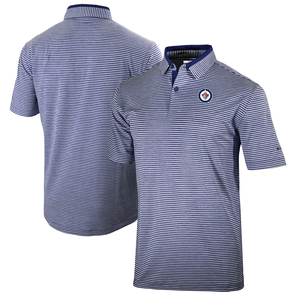 Men's Columbia Navy Winnipeg Jets Golden Hills Omni-Wick Polo