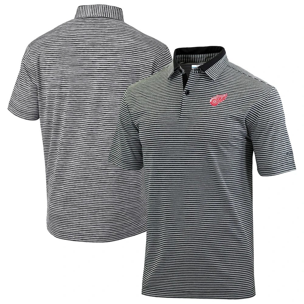 Men's Columbia Black Detroit Red Wings Golden Hills Omni-Wick Polo