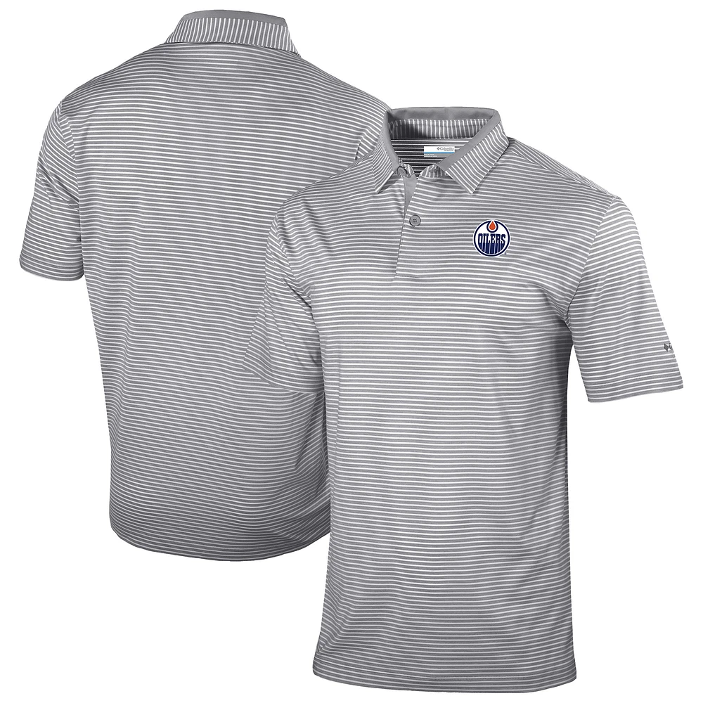 Men's Columbia Gray Edmonton Oilers Golden Hills Omni-Wick Polo