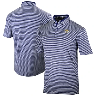 Men's Columbia Navy Nashville Predators Golden Hills Omni-Wick Polo