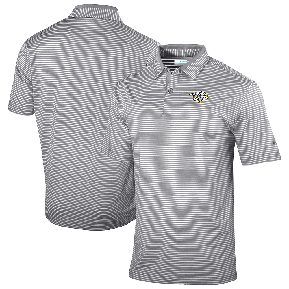Men's Columbia Gray Nashville Predators Golden Hills Omni-Wick Polo