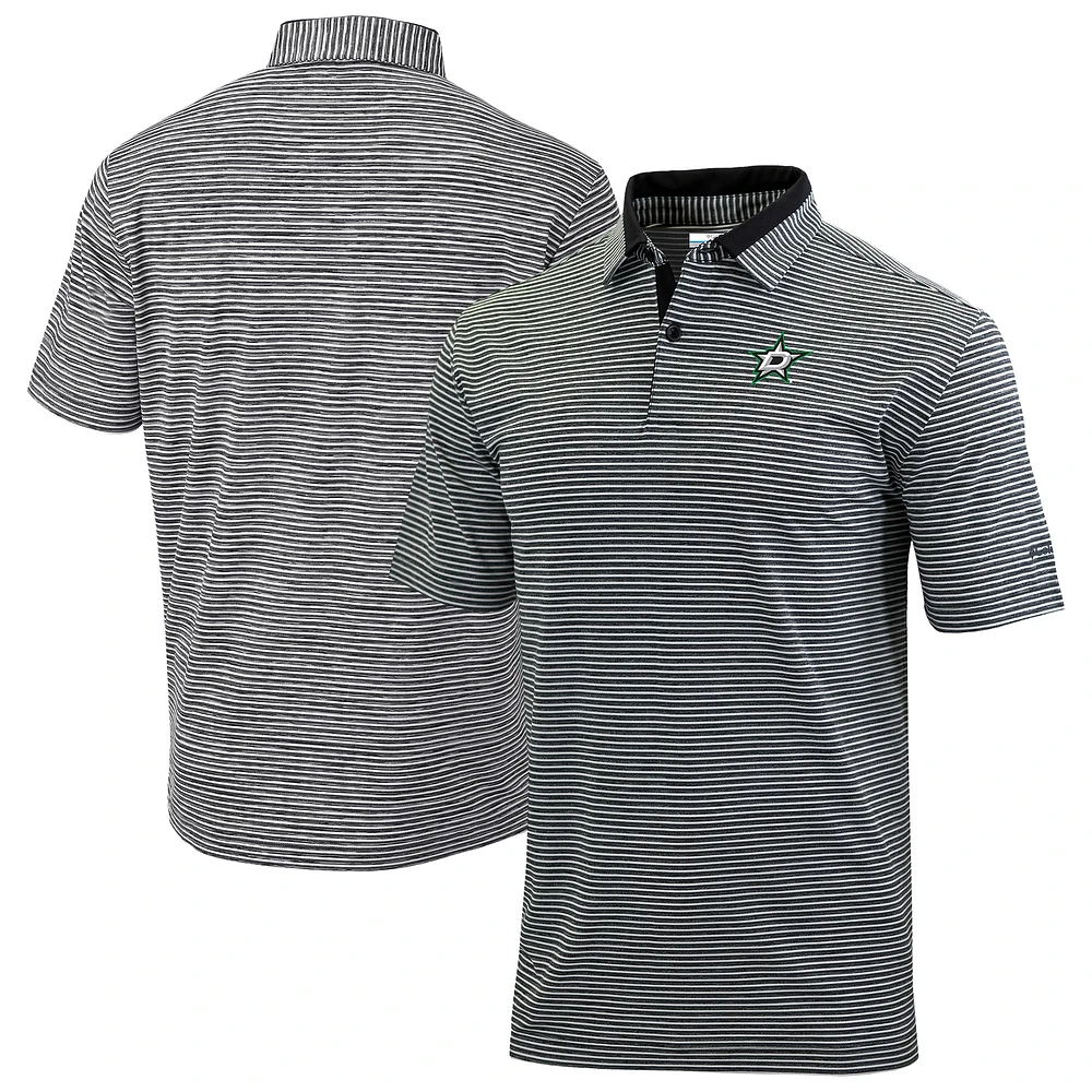 Men's Columbia Black Dallas Stars Golden Hills Omni-Wick Polo