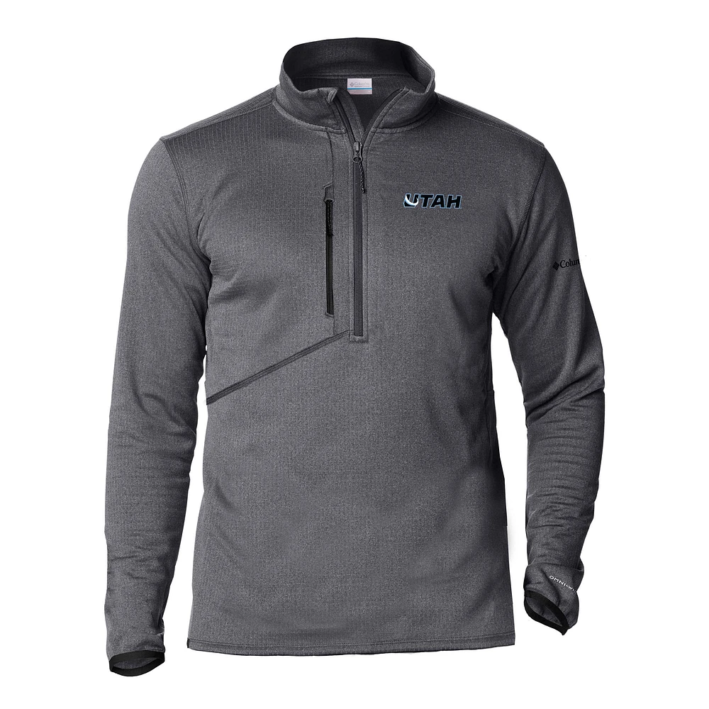 Men's Columbia Black Utah Mammoth Omni-Wick Park View Half-Zip Top