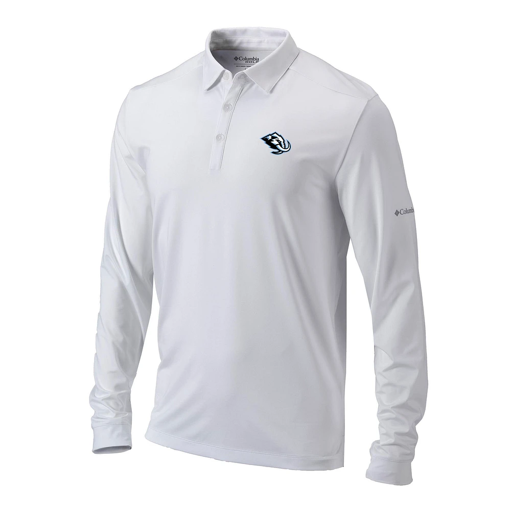 Men's Columbia White Utah Mammoth Pin High Long Sleeve Polo