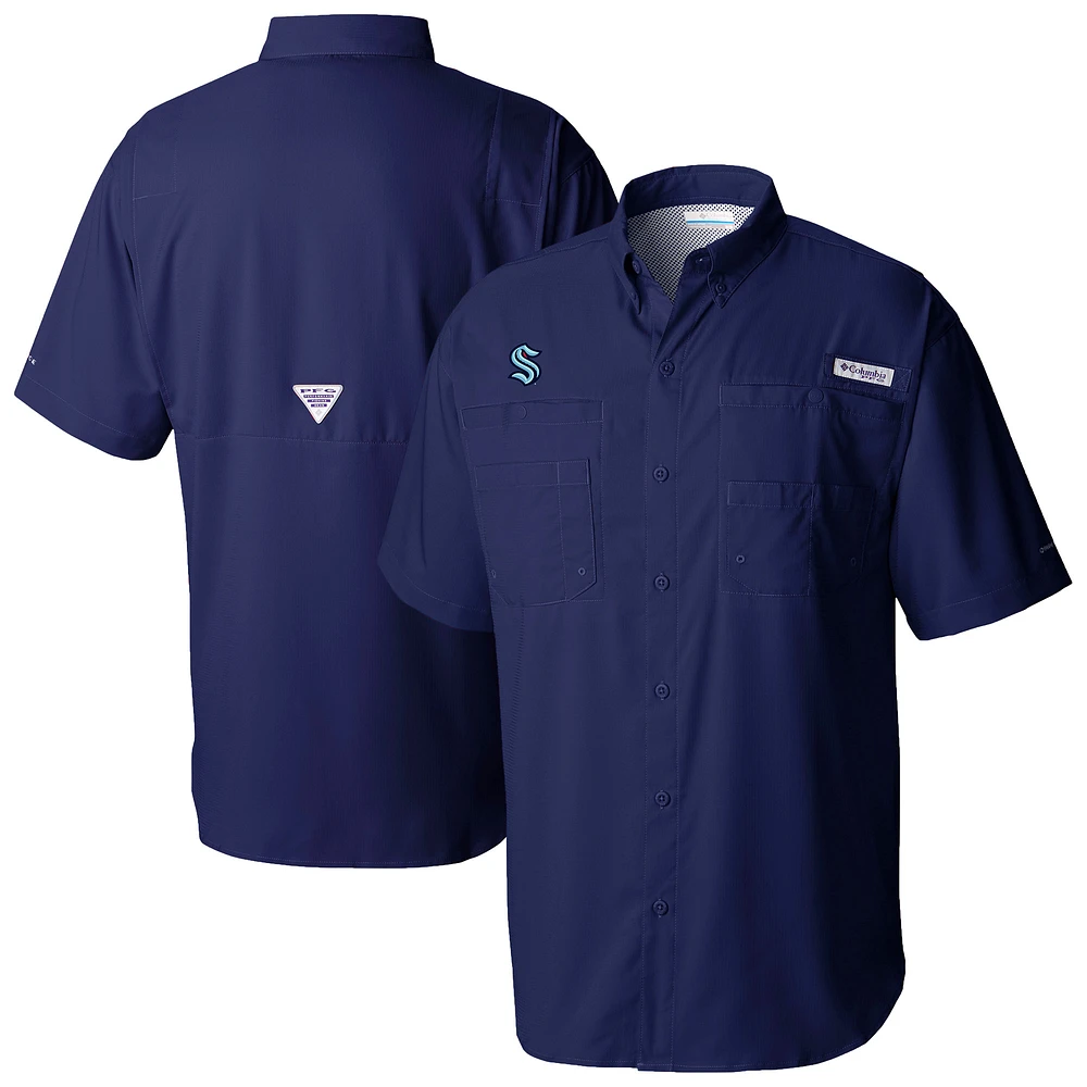 Men's Columbia Deep Sea Blue Seattle Kraken Tamiami Short Sleeve Omni-Wick Button-Down Shirt