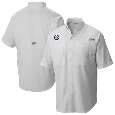Men's Columbia White Winnipeg Jets Tamiami Short Sleeve Omni-Wick Button-Down Shirt