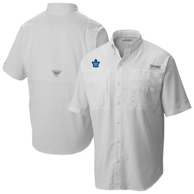 Men's Columbia White Toronto Maple Leafs Tamiami Short Sleeve Omni-Wick Button-Down Shirt