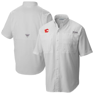 Men's Columbia White Calgary Flames Tamiami Short Sleeve Omni-Wick Button-Down Shirt