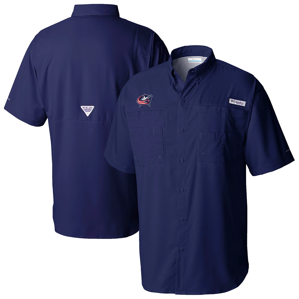 Men's Columbia Navy Columbus Blue Jackets Tamiami Short Sleeve Omni-Wick Button-Down Shirt