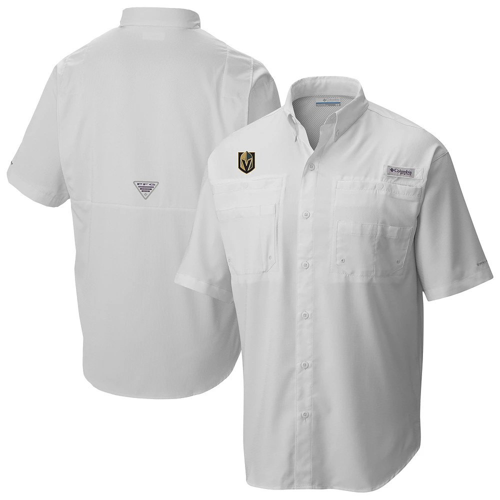 Men's Columbia White Vegas Golden Knights Tamiami Short Sleeve Omni-Wick Button-Down Shirt