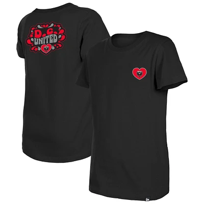 Girls Youth New Era Black D.C. United Bubble Heart T-Shirt