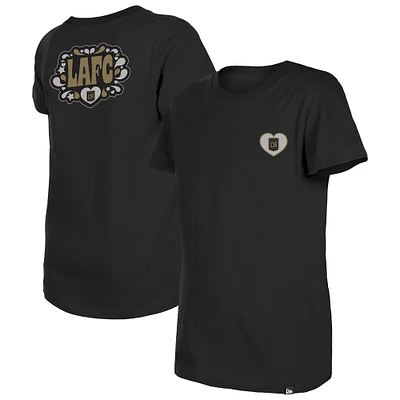 Girls Youth New Era Black LAFC Bubble Heart T-Shirt