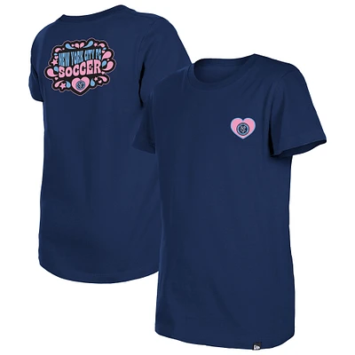 Girls Youth New Era Navy York City FC Bubble Heart T-Shirt