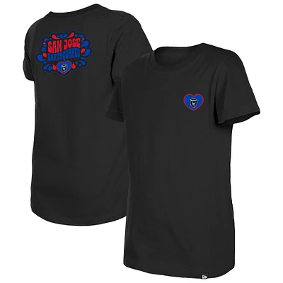Girls Youth New Era Black San Jose Earthquakes Bubble Heart T-Shirt