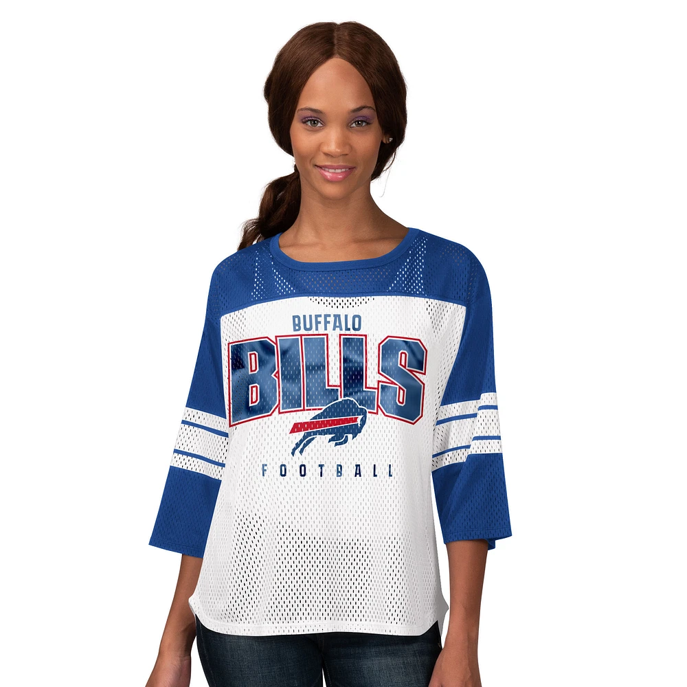 Women's G-III 4Her by Carl Banks Royal Buffalo Bills First Team 3/4-Sleeve Mesh T-Shirt