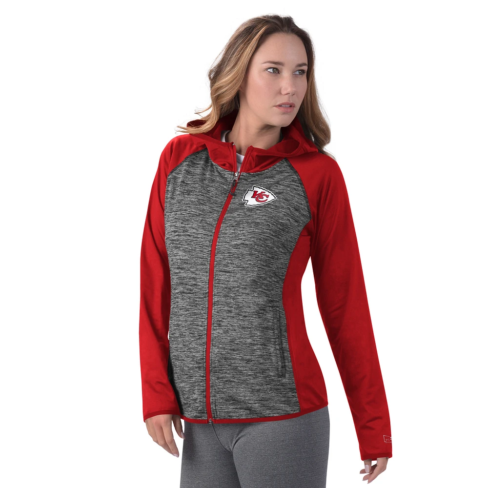 Women's MSX by Michael Strahan Red Kansas City Chiefs Leslie Space Dyed Raglan Full-Zip Jacket
