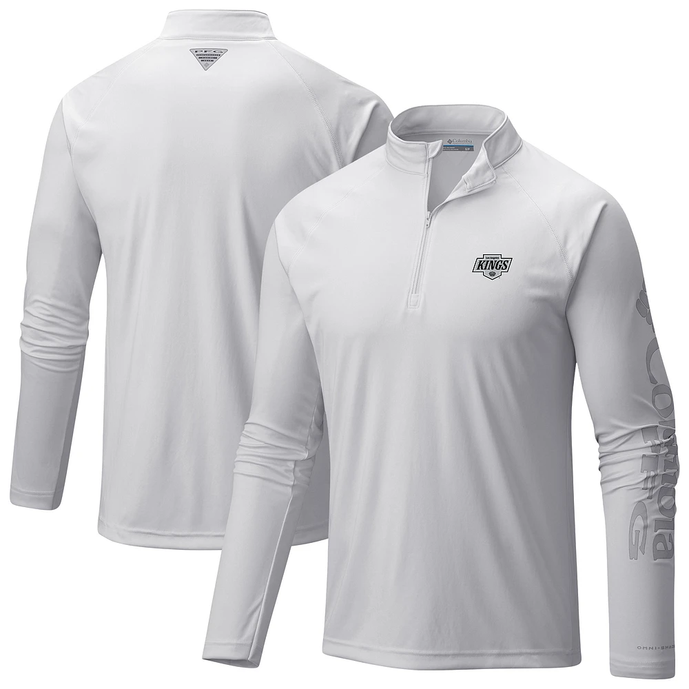 Men's Columbia Los Angeles Kings Terminal Tackle Omni-Wick Raglan Quarter-Zip Top