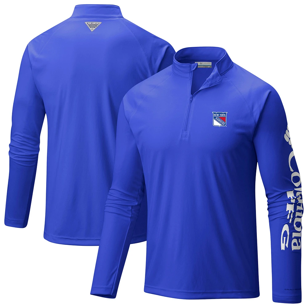 Men's Columbia New York Rangers Terminal Tackle Omni-Wick Raglan Quarter-Zip Top