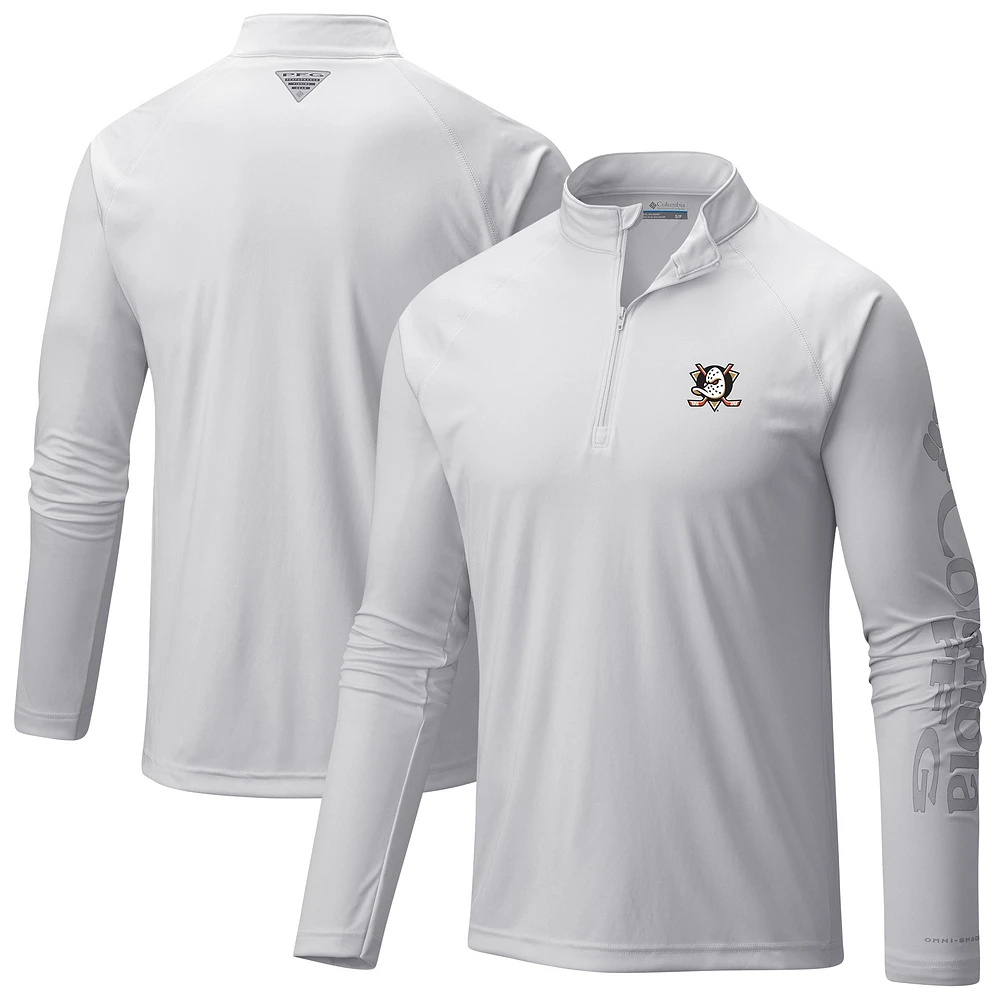 Men's Columbia Anaheim Ducks Terminal Tackle Omni-Wick Raglan Quarter-Zip Top